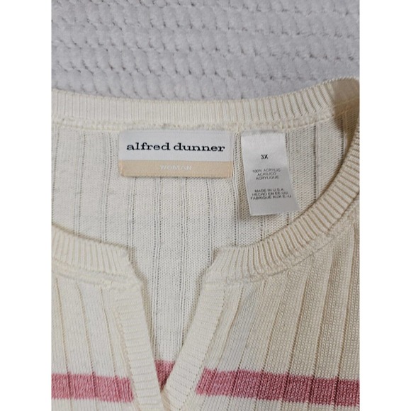 Alfred Dunner Sweater Womens 3x Striped Ribbed V Cut Neck - Picture 4 of 6